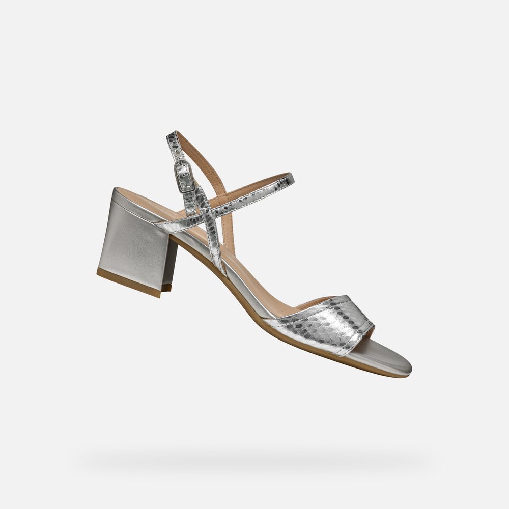 Stříbrné dámské sandály Geox New Eraklia 50 - 37