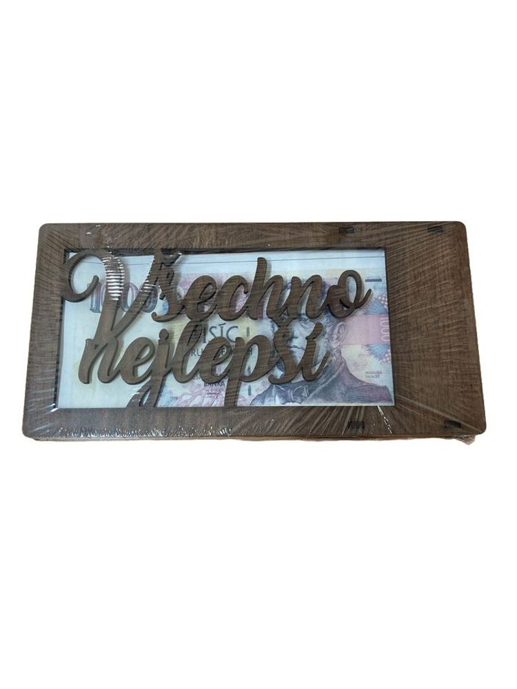 Levně krabička na peníze, VŠECHNO NEJLEPŠÍ, tm.dřevo
