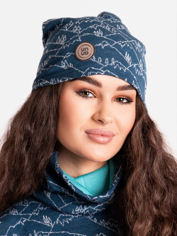 Levně Unuo, Dámská merino čepice Homeless, Kobaltová, Hory kluk - Dámská (56-58 cm)