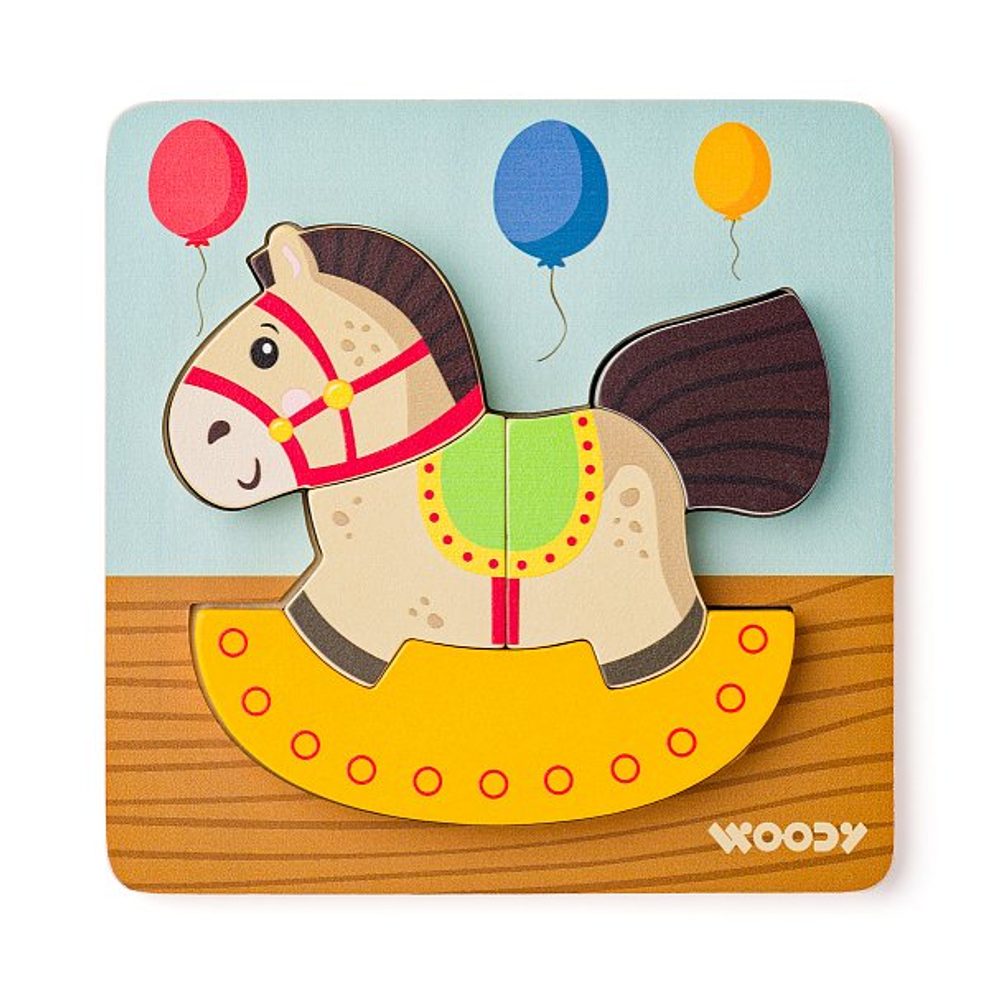 Levně WOODY Puzzle Baby - koník houpací