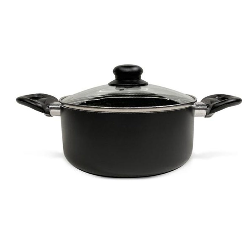 Levně KITCHISIMO KASTROL SE SKLENĚNOU POKLICÍ NERO KITCHISIMO 20X9CM, 2,5L, NEPŘILNAVÝ POVRCH, SKLENĚNÁ POKLICE, ČERVENÁ ČERNÁ, INDUKČNÍ DNO,