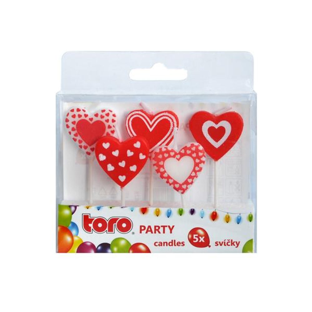 Levně TORO SVÍČKA ZAPICHOVACÍ, SRDCE, 5KS, 2,5X2,2X0,8CM