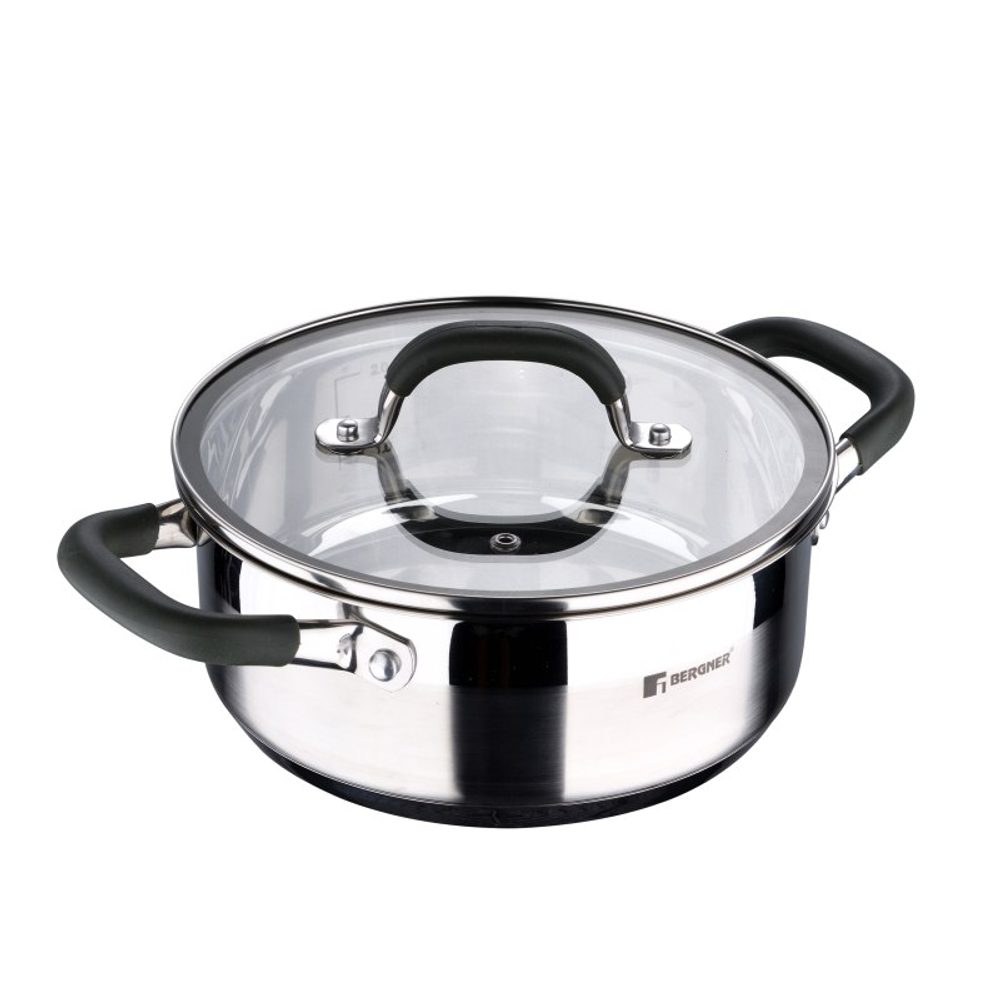 Levně BERGNER Kastrol s poklicí nerez MIDNIGHT 20 cm 2,3 litru BG-32126-MM