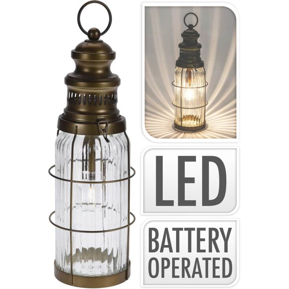 Levně PROGARDEN Lucerna s LED žárovkou 38 cm sklo / kov KO-XX8323110