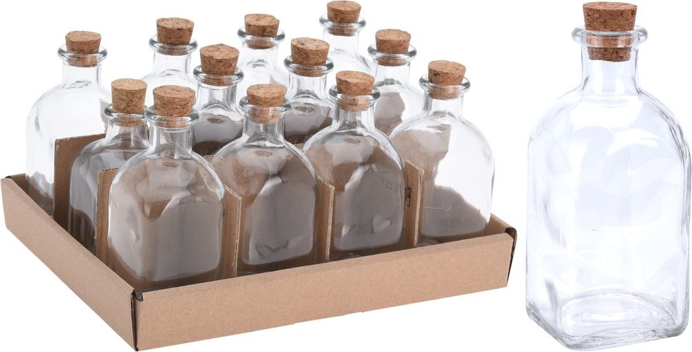 Levně láhev 0,12l hran.+kork.zátka, ocet/olej, sklo