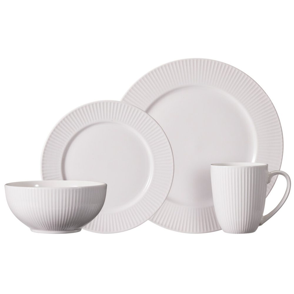 H & S COLLECTION Jídelní sada porcelán 16 ks bílá KO-Q04000320