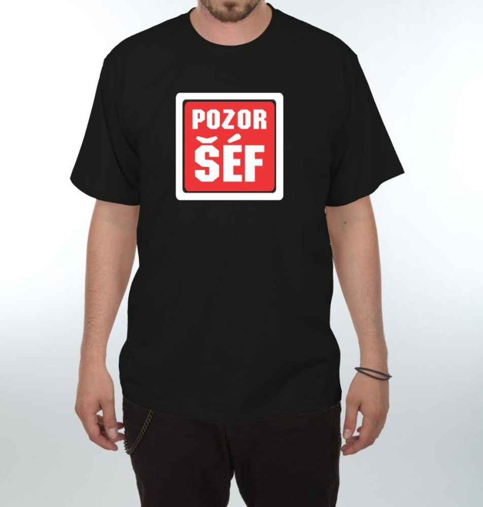 Levně Tričko - Pozor šéf - L bílá