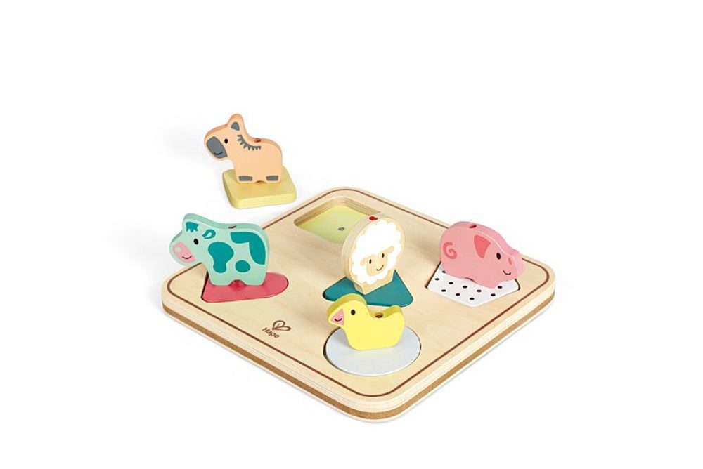 Levně Hape Puzzle se zvuky na desce - Zvířátka