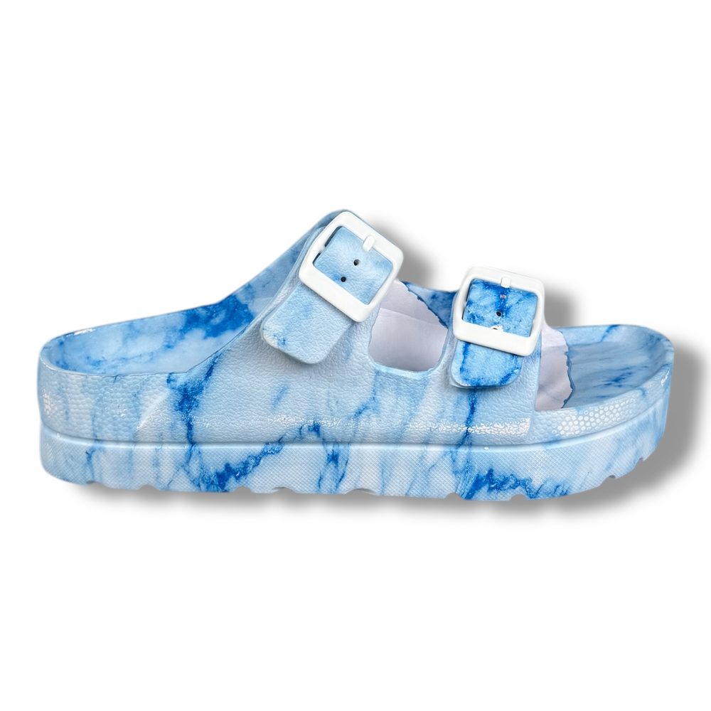 Best Feet Dámské pantofle na platformě - bílo-modré - 38