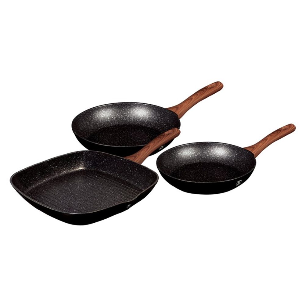 Levně BERLINGERHAUS Sada pánví s mramorovým povrchem 3 ks Ebony Line Rosewood BH-7101