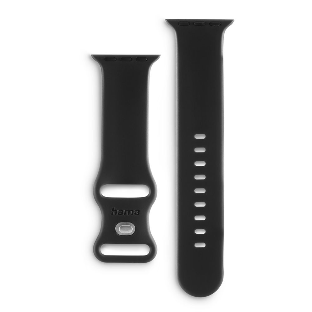Levně Hama Fantastic Feel, řemínek pro Apple Watch 42/44/45/49 mm, silikonový, černý