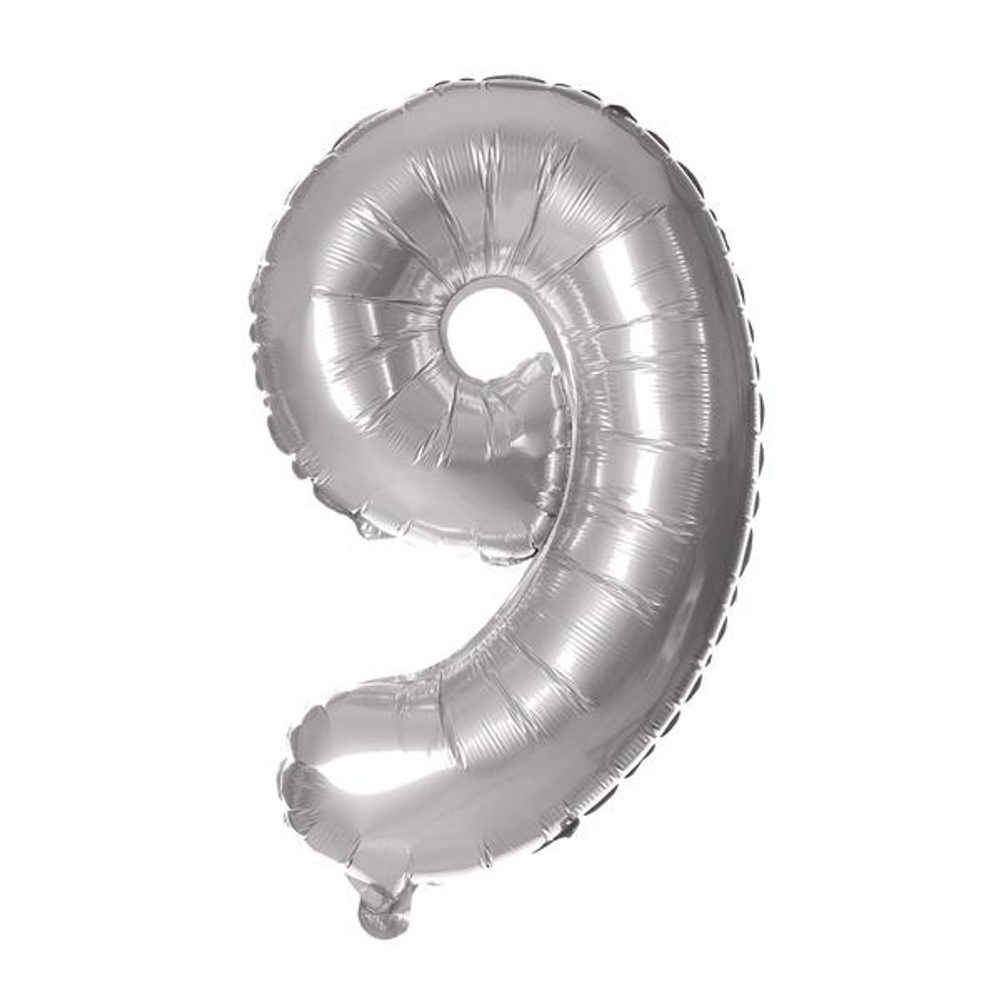 Levně TORO BALÓNEK ČÍSLICE 9, 30CM, MATNĚ STŘÍBRNÁ