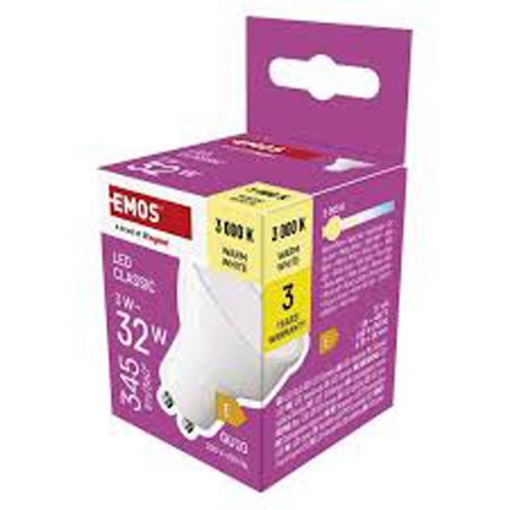 Levně EMOS ŽÁROVKA LED CLS MR16 3W 345LM GU10 WW
