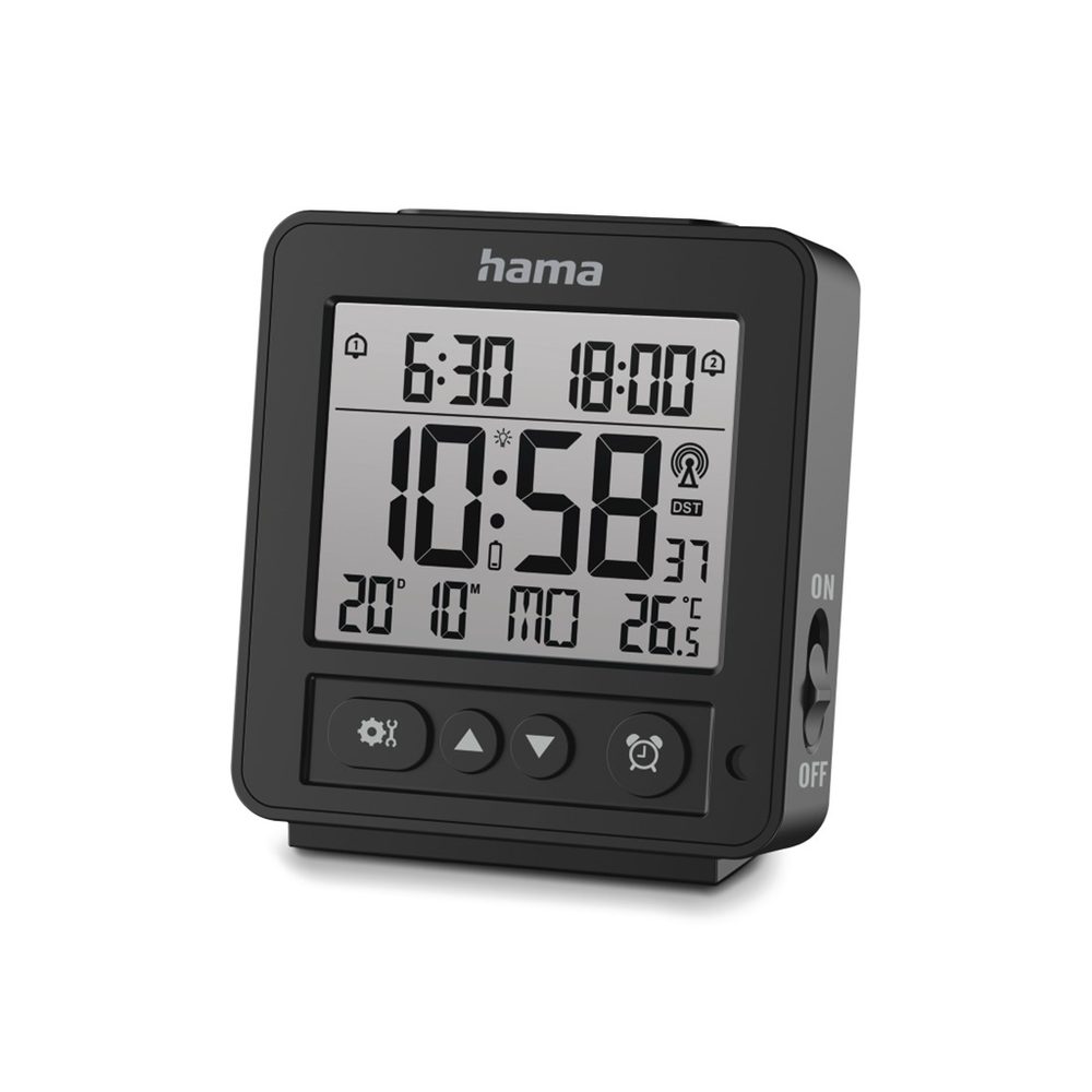Levně Hama Rhodes, digitální budík, řízený rádiovým signálem, černý