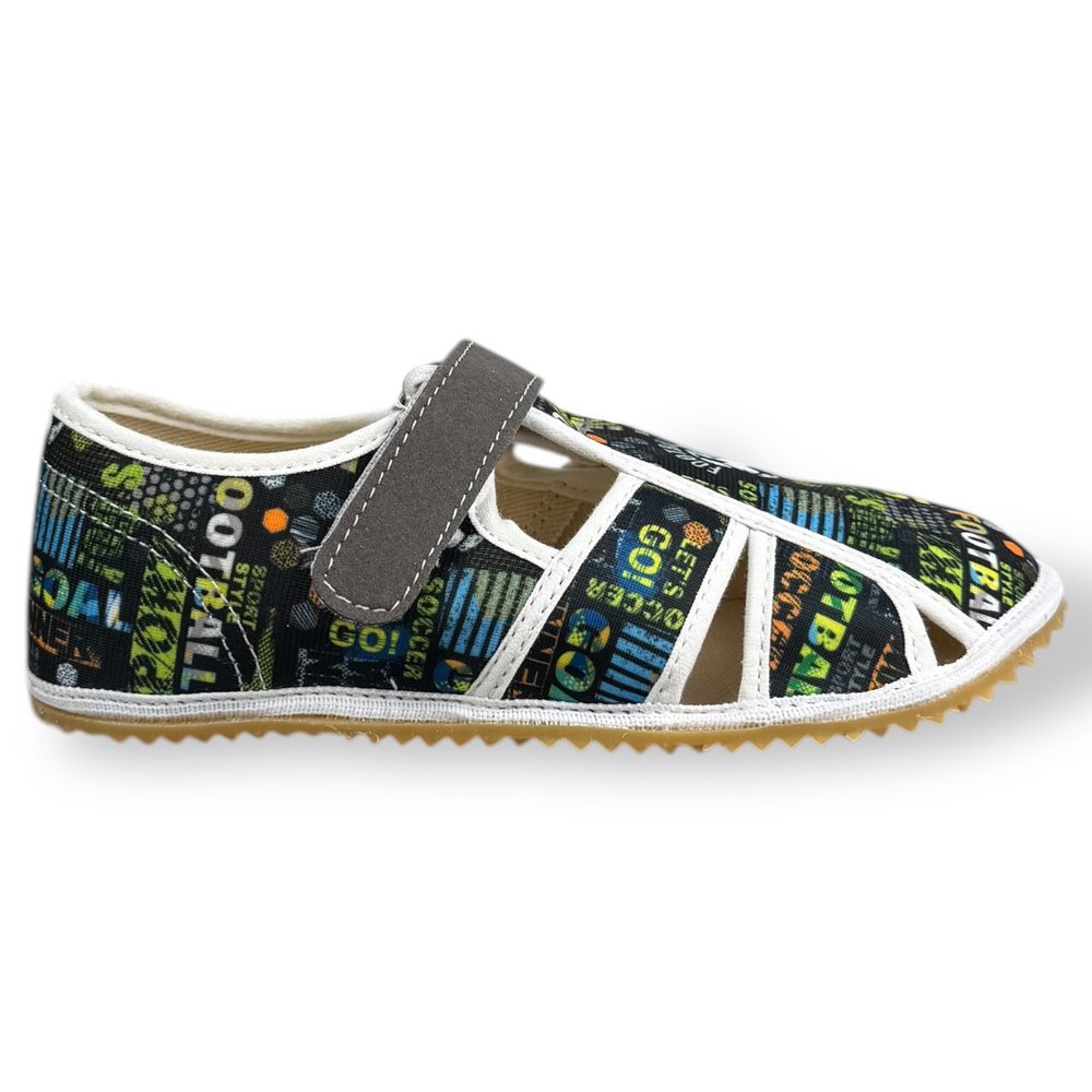 Jonap Dětské barefoot bačkory - Černý fotbal - 24/