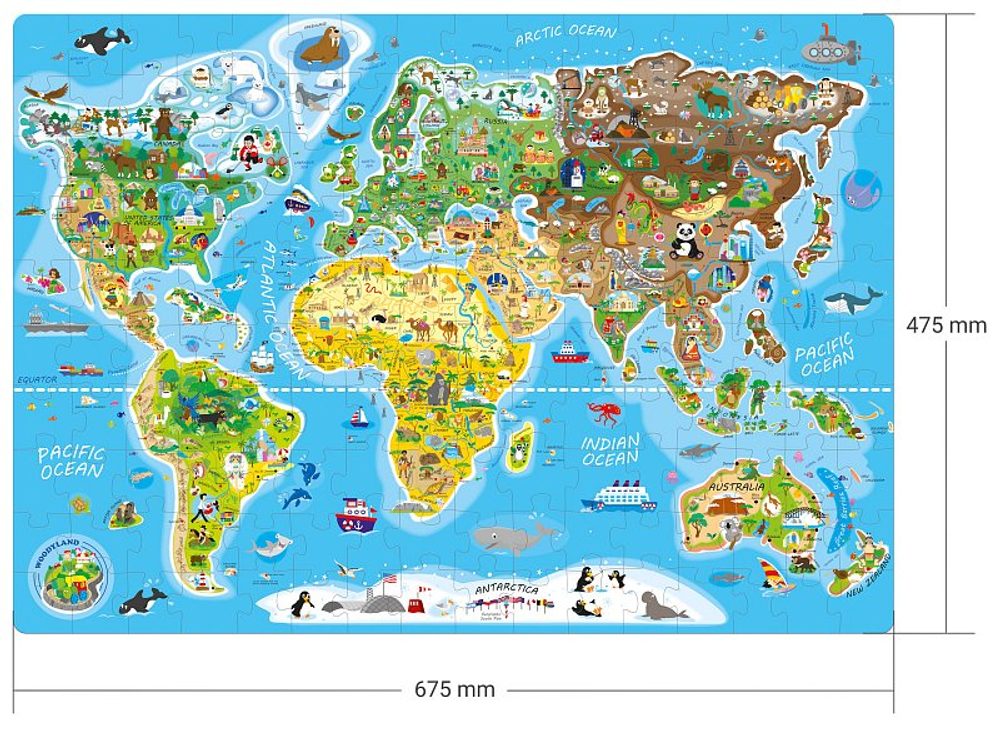 Puzzle - Mapa světa, 160 ks – AN (obrázek 3)
