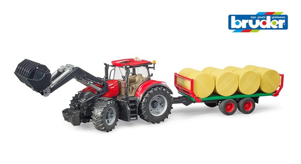 Levně Farmer - traktor s předním nakladačem, vlekem a 8 balíky sena