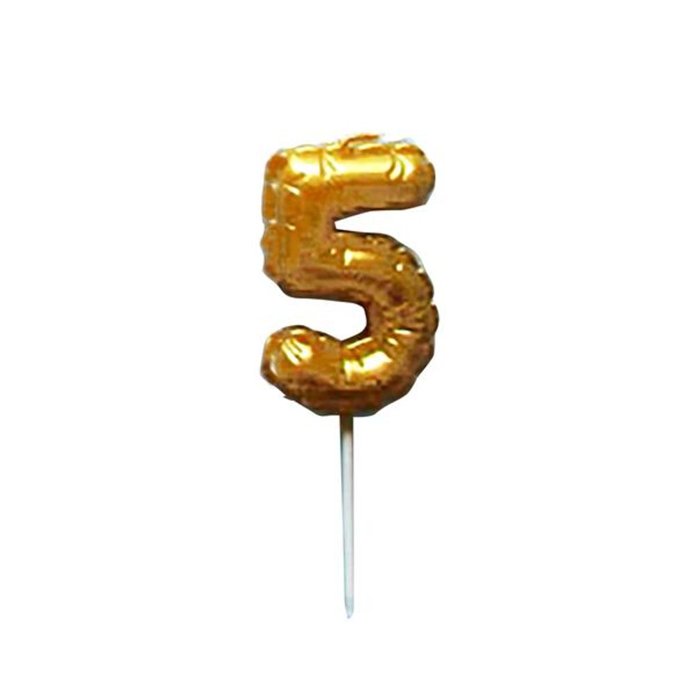 Levně TORO SVÍČKA BALÓNEK "5" 3,7X5,9CM ZÁPICH DO DORTU ZLATÁ