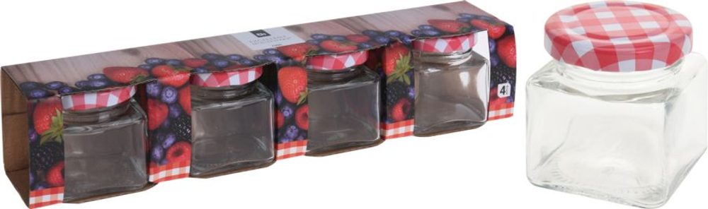 Levně sklen.zavař. 75ml- 4ks-hran, TO