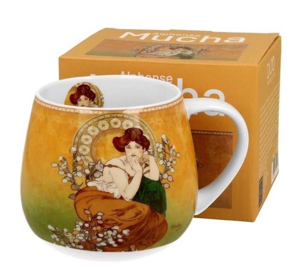 Levně hrnek 430ml baňatý A.MUCHA, TOPAZ, DB, porcelán