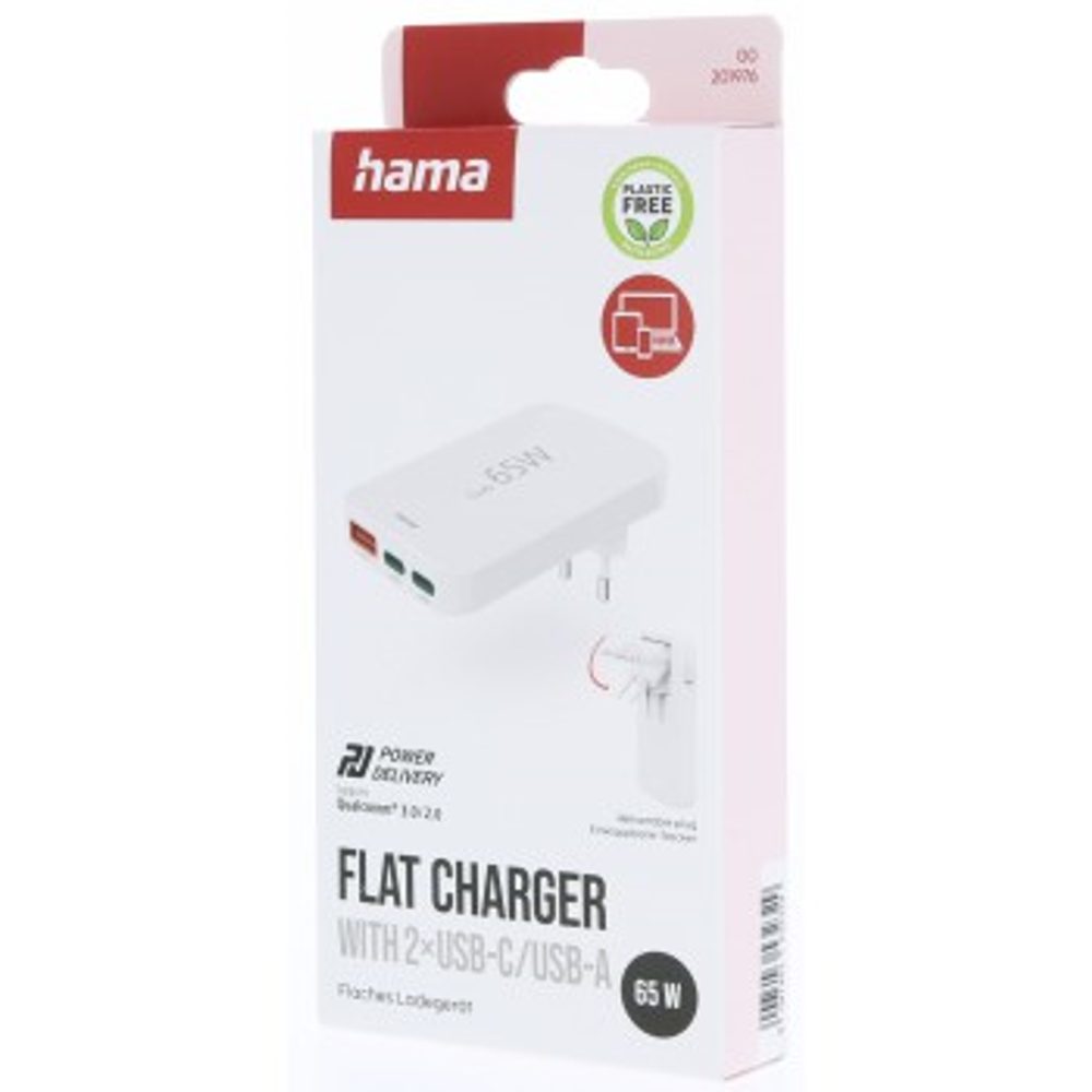 Hama rychlá USB nabíječka GaN 2x USB-C + USB-A, PD/QC 65 W, plochá, skládací (obrázek 24)