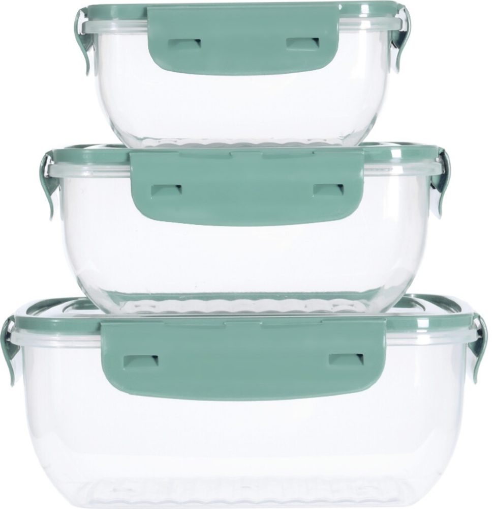 Levně EXCELLENT HOUSEWARE Dóza na potraviny sada 3 ks tmavě zelená KO-024001560tmze