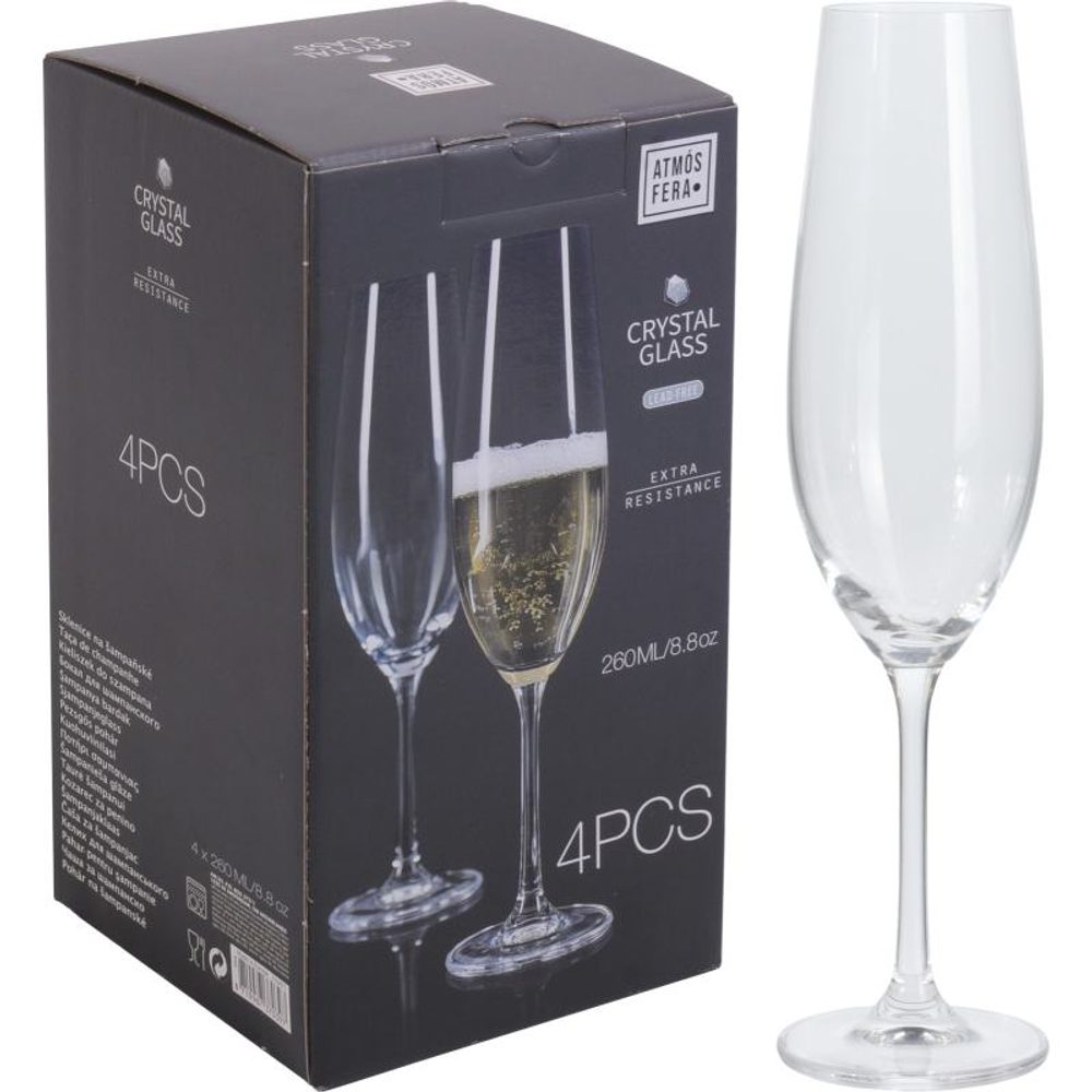 Levně EXCELLENT HOUSEWARE Sklenice na šampaňské KRYSTAL 4 ks KO-SR4000040