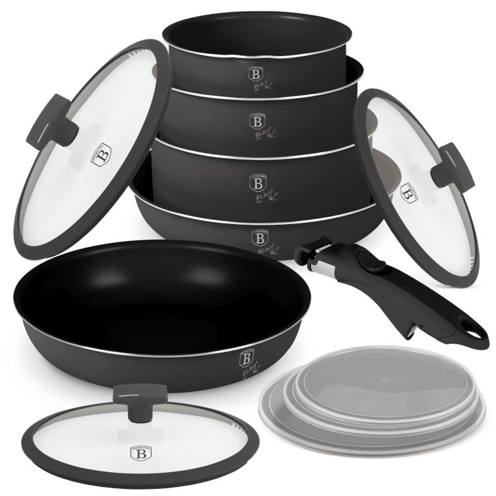 Levně BERLINGERHAUS Sada nádobí s titanovým povrchem 12 ks Antracit Collection BH-8252