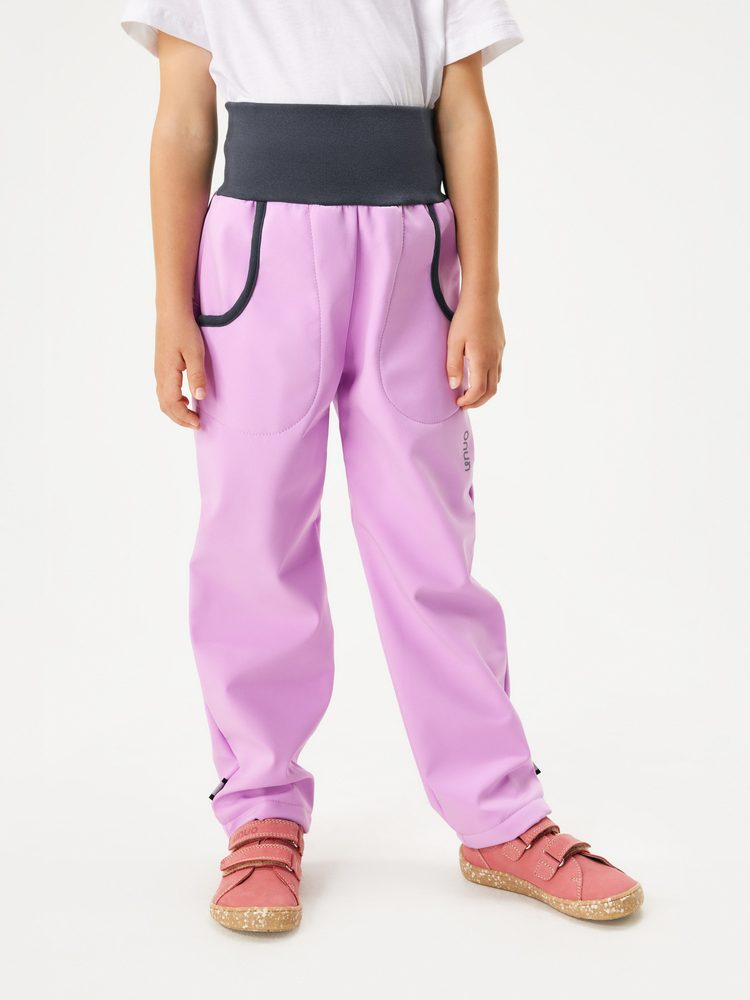 Levně Dětské softshellové kalhoty bez zateplení Basic, Lila - 104/110