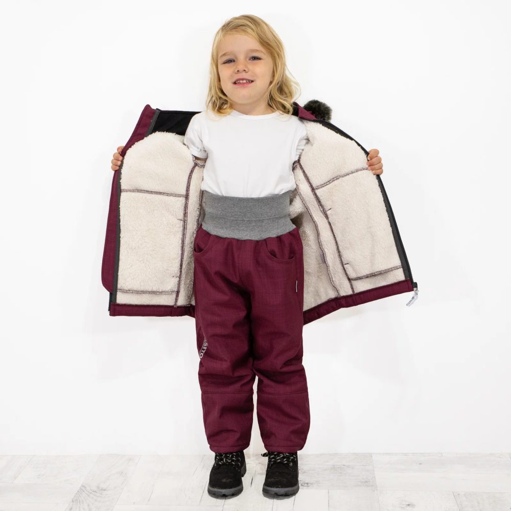 ESITO Dívčí zimní softshellový kabát s beránkem Fuchsie - fuchsie / 86 - 104 fuchsiová