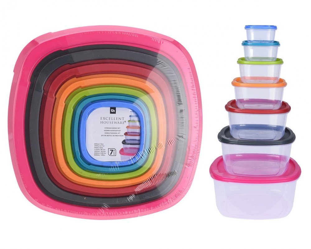 Levně EXCELLENT HOUSEWARE Dóza na potraviny COLOURS sada 7 ks KO-911000160