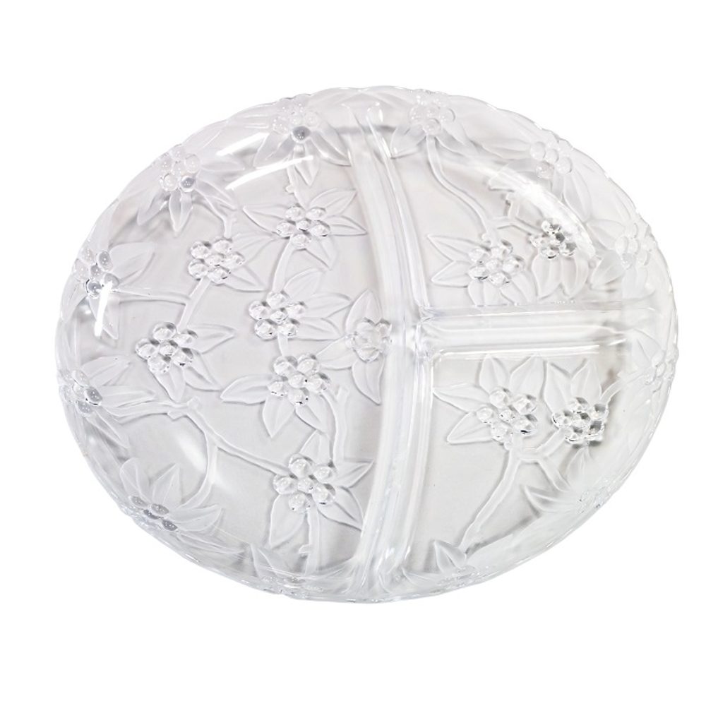 Levně podnos d28cm KRYSTAL, dělený, brus, transp.plast
