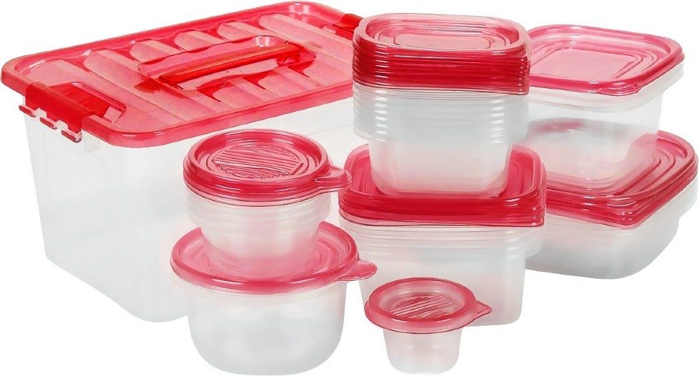 Levně EXCELLENT HOUSEWARE Dóza na potraviny JUMBO sada 27 ks červená KO-362000020cerv