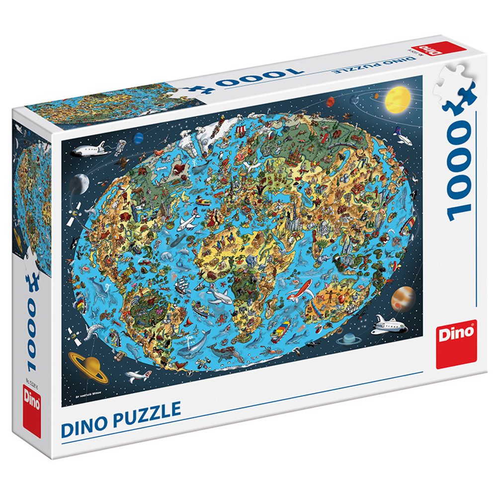 Levně KRESLENÁ MAPA SVĚTA 1000 Puzzle NOVÉ