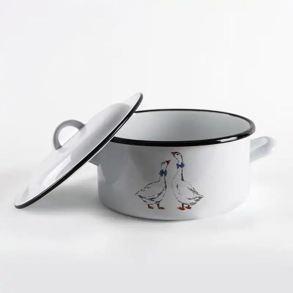 Levně rendlík+PO d22cm, 4,0l, HUSY, bílý smalt