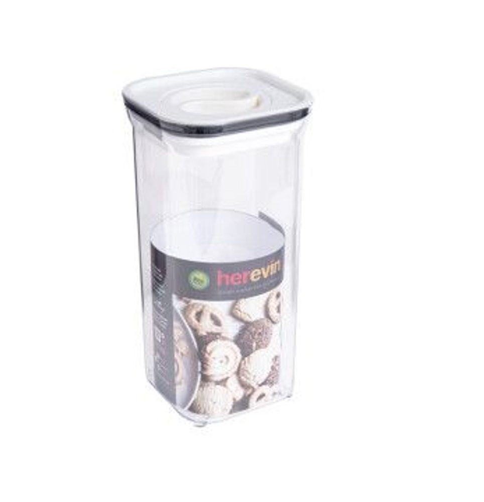 Levně dóza 1,50l, vakuum víko, 10,5x10,5x22 cm, transp.ABS plast