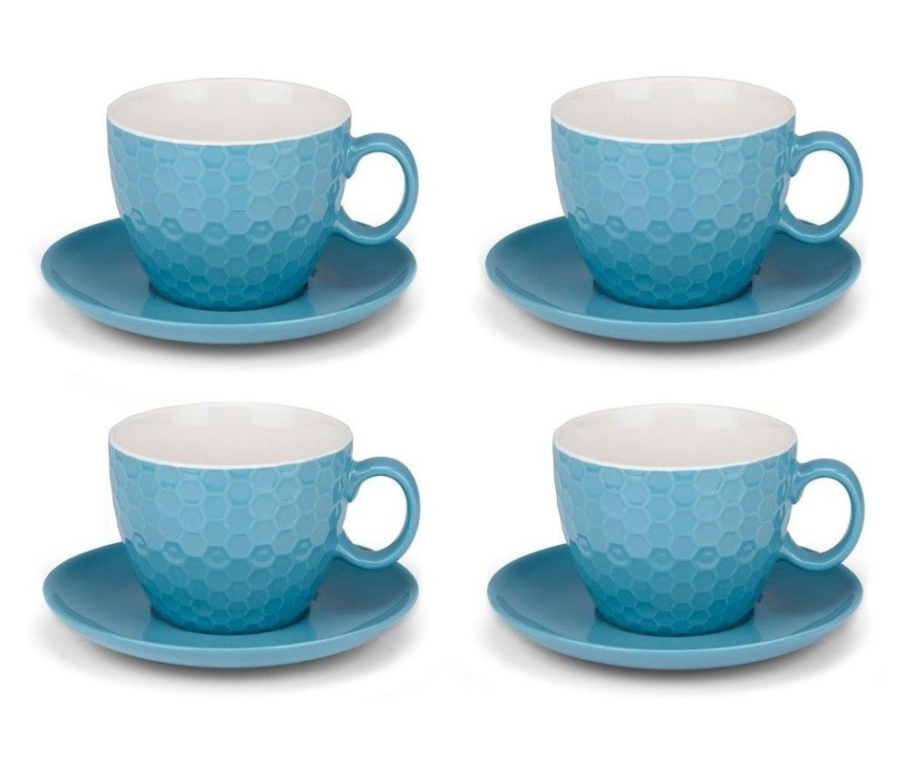 EDCO Šálky a podšálky na cappuccino ALPINA sada 8ks světlemodrá ED-224852svmo