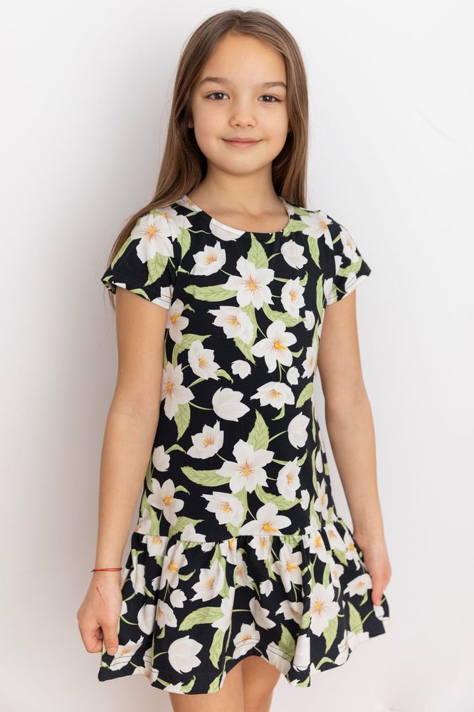 Levně Dětské šaty Lily Grey bílé květy s lístečky - 104