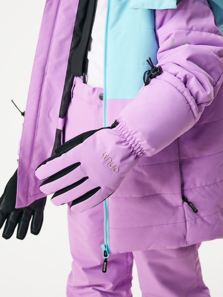 Levně Unuo Dětské zimní rukavice prstové Ski, Lila - S