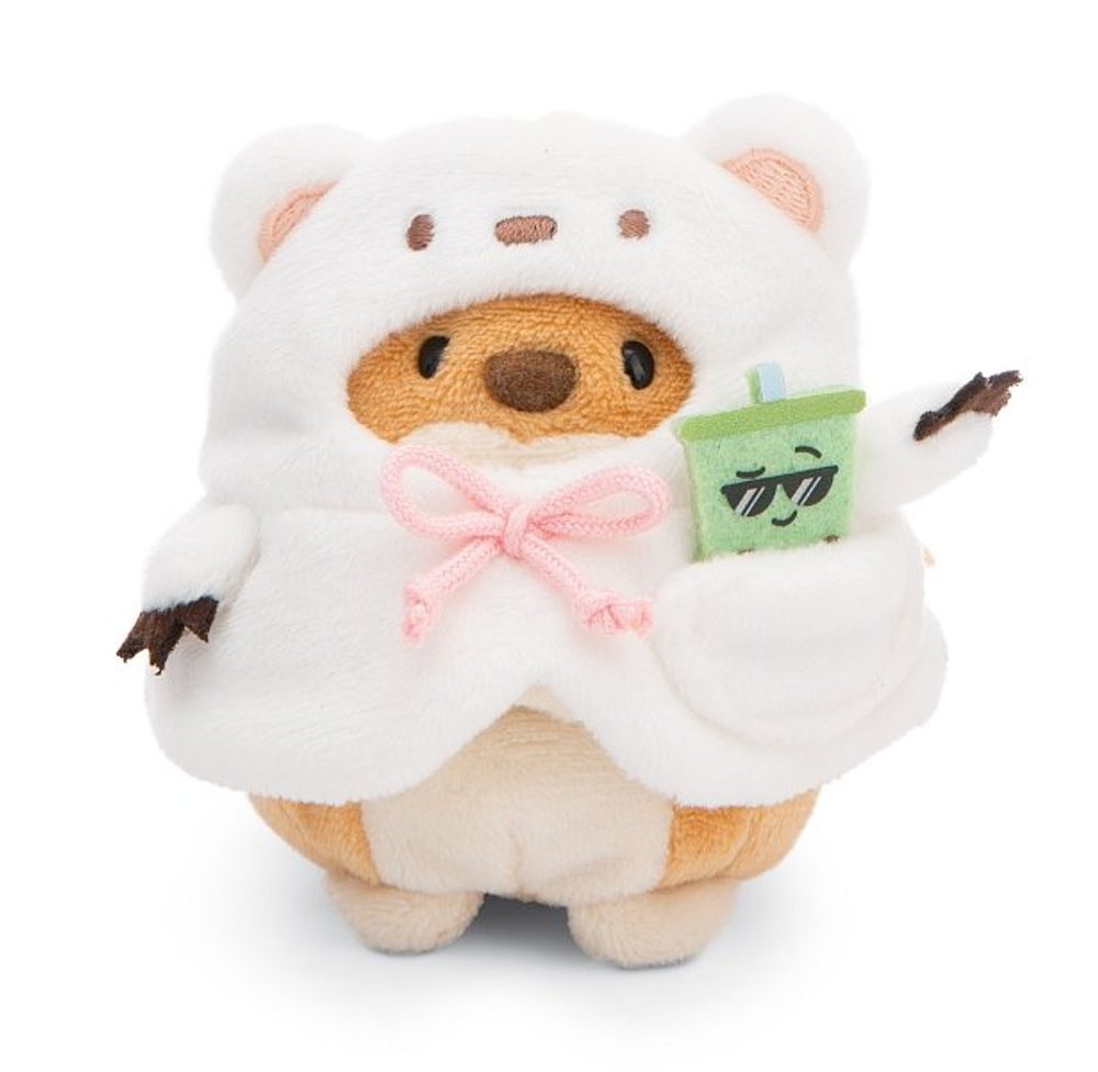 Levně NICI plyš MyMochi Pejsek Hiro 8cm v kostýmu ledního medvěda a bubble tea,set dár. bal. 8,5x6,5x10cm