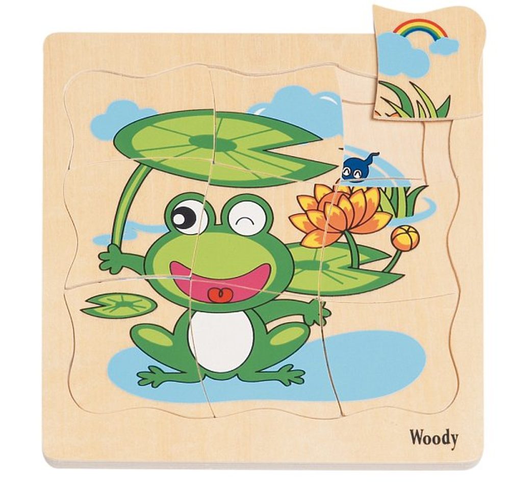 Levně WOODY Puzzle na desce "Vývoj žáby"
