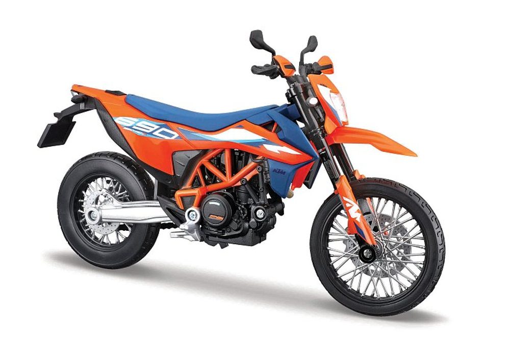 Levně Maisto - Motocykl se stojánkem, 2023 KTM 690 SMC R, oranžovo-modrá, 1:12