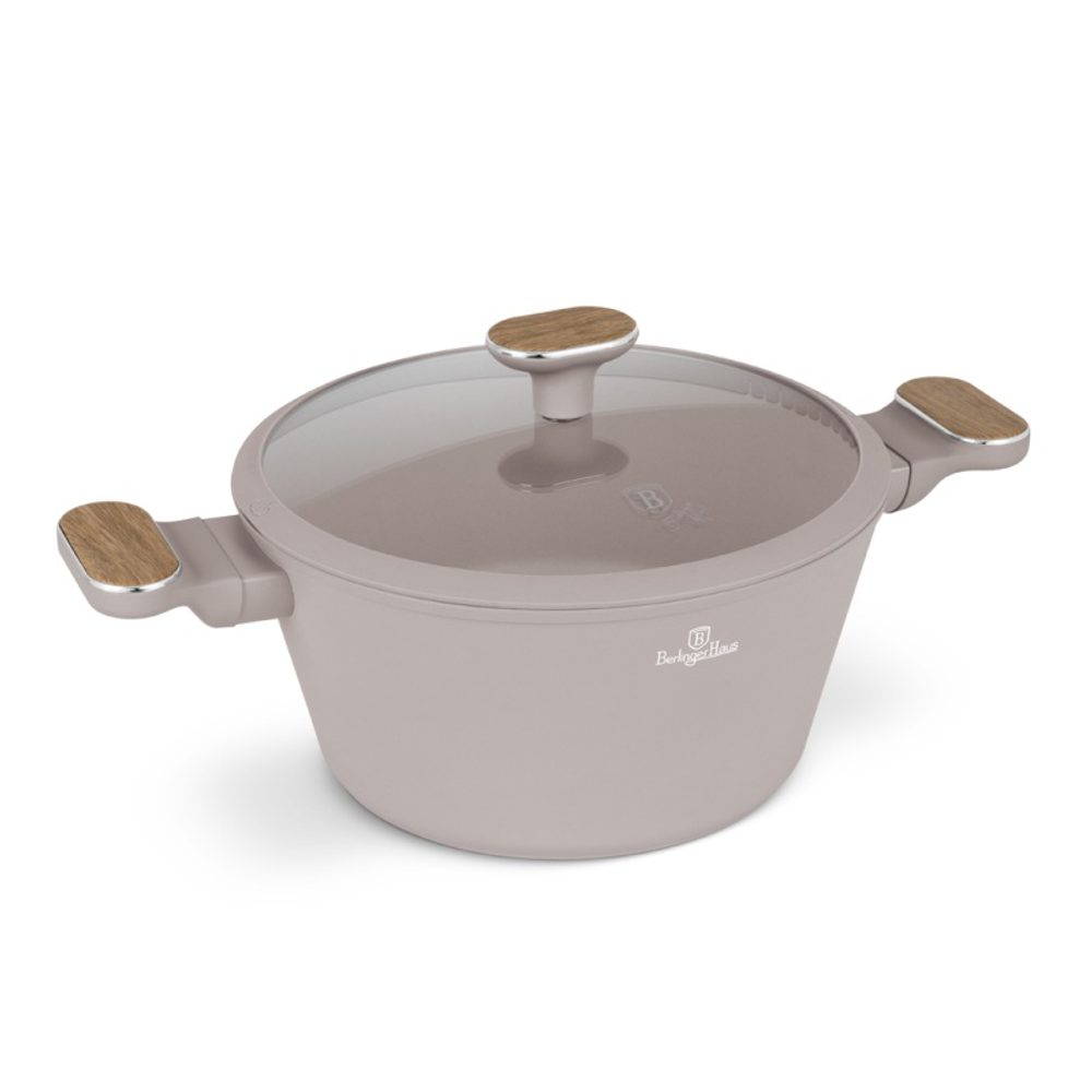 BERLINGERHAUS Kastrol s titanovým povrchem a poklicí 24 cm Taupe Nordic Collection BH-8339