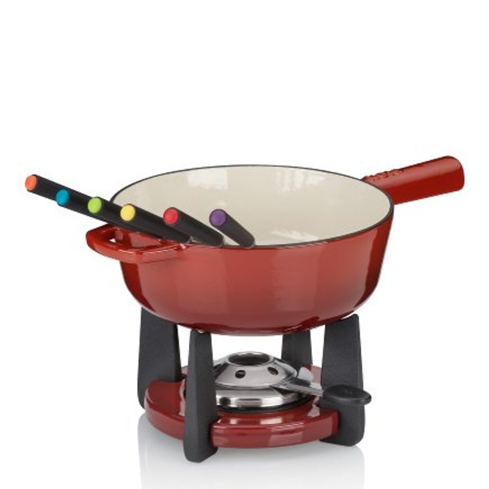 Levně KELA Sada na sýrové fondue litinová CALIDO 1,8 l červená KL-16621