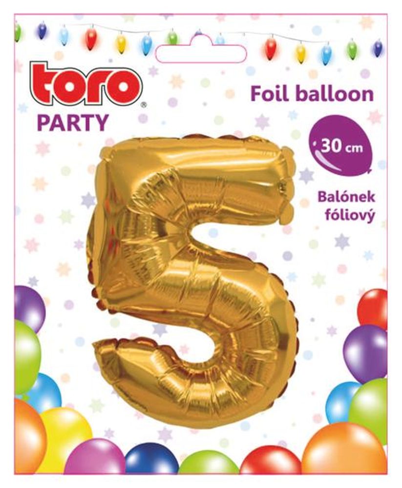 Levně TORO BALÓNEK ČÍSLICE 5, 30CM, MATNĚ ZLATÁ