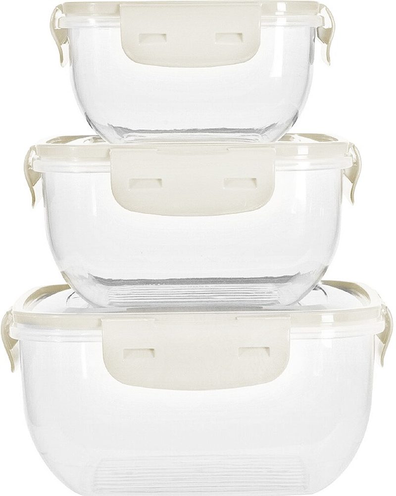 Levně EXCELLENT HOUSEWARE Dóza na potraviny 3 ks béžová KO-024001550bezo
