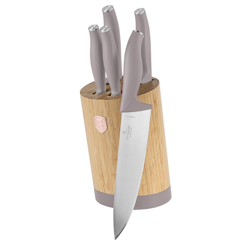 Levně BERLINGERHAUS Sada nožů se stojanem BAMBOO 6 ks Taupe Collection BH-2756