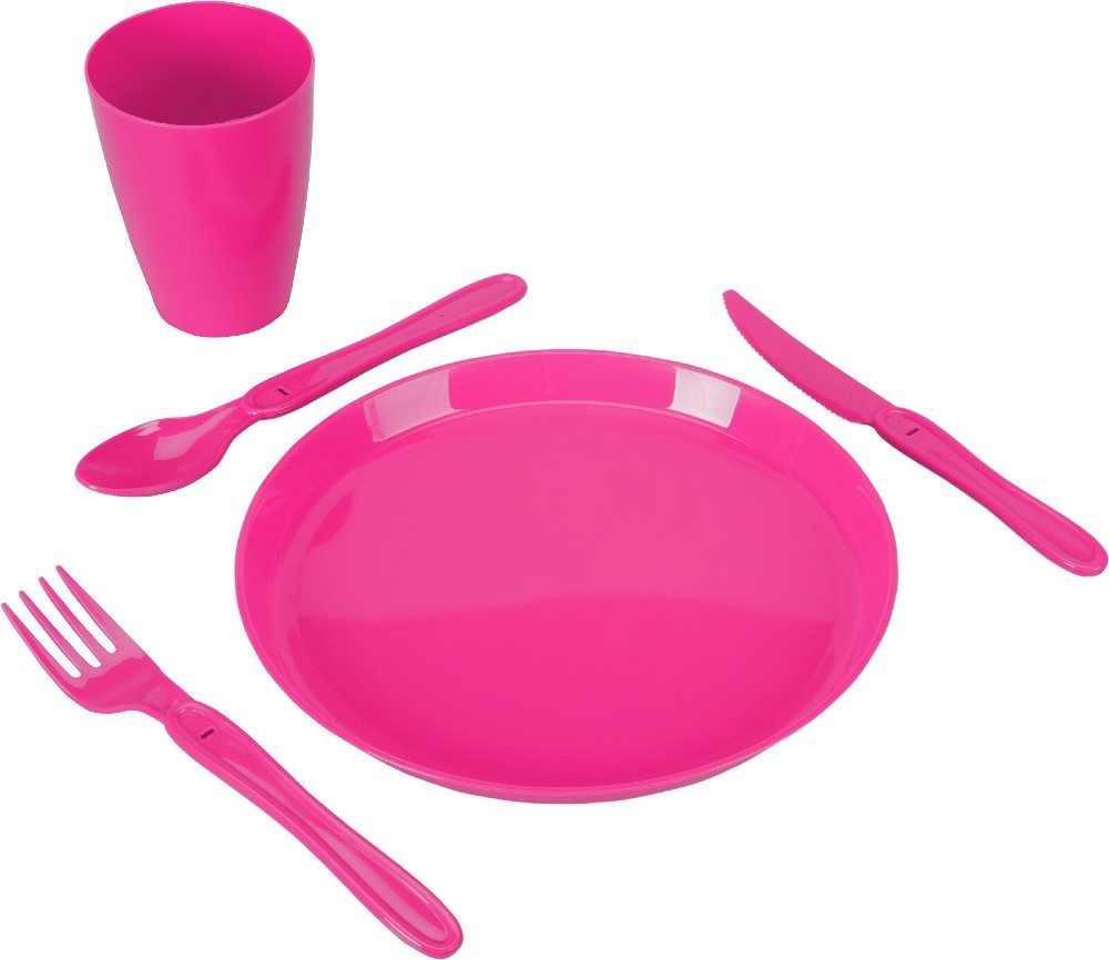 Levně EXCELLENT HOUSEWARE Pikniková sada nádobí v boxu 31 ks růžová KO-030001750ruzo