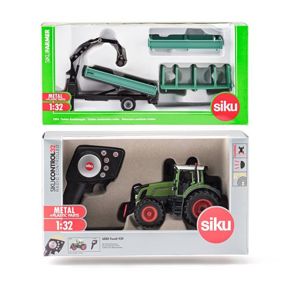 SIKU Control - RC traktor Fendt 939 s ovladačem + zelený přívěs Oehler 1:32