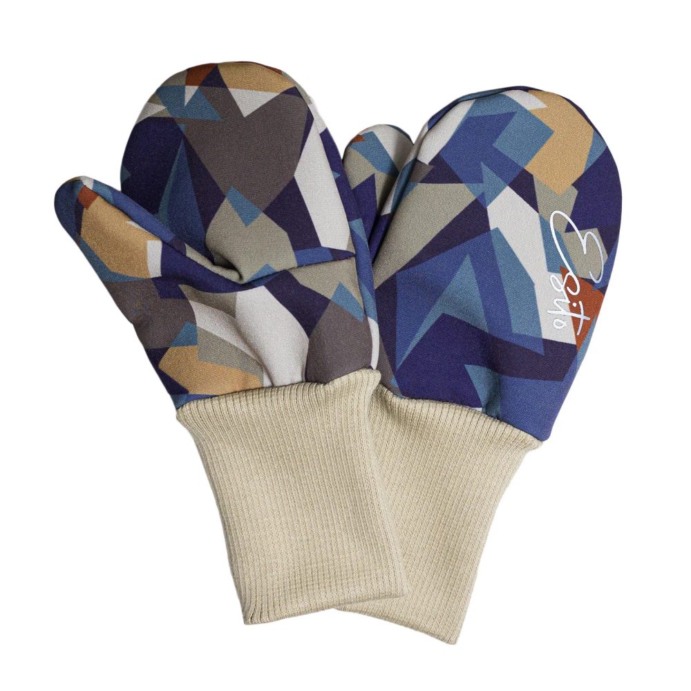 Levně ESITO Palcové rukavice softshell Geometrics - béžová / 2 - 3 roky - 3 - 5 let béžová